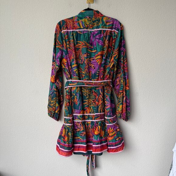 J.Marie Asher Multicolor Tropical Long Sleeve Button Front Dress Size XL - Picture 3 of 6